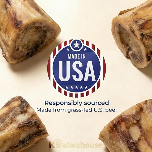 K9warehouse USA عظام النخاع للكلاب - علاجات طبيعية بالكامل للكلاب بنخاع عظم البقر مقاس 5-6 بوصات - عظام طويلة الأمد للمضغ العدواني - مضغ عالي البروتين للسلالات الصغيرة والمتوسطة والكبيرة والكبيرة جدًا in Kuwait