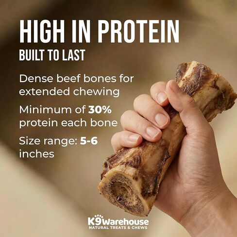 K9warehouse USA عظام النخاع للكلاب - علاجات طبيعية بالكامل للكلاب بنخاع عظم البقر مقاس 5-6 بوصات - عظام طويلة الأمد للمضغ العدواني - مضغ عالي البروتين للسلالات الصغيرة والمتوسطة والكبيرة والكبيرة جدًا in Kuwait