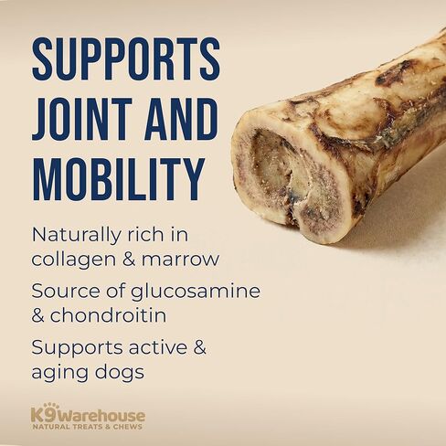 K9warehouse USA عظام النخاع للكلاب - علاجات طبيعية بالكامل للكلاب بنخاع عظم البقر مقاس 5-6 بوصات - عظام طويلة الأمد للمضغ العدواني - مضغ عالي البروتين للسلالات الصغيرة والمتوسطة والكبيرة والكبيرة جدًا in Kuwait