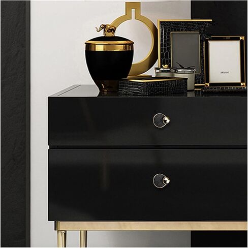 Cabinet Drawer Handle Gold Furniture Handle Leather Kitchen Cabinet Pulls Cupboard Drawer Knobs Aluminum Door Hardware(Black gold-128mm) in Saudi Arabia