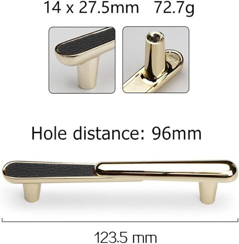Cabinet Drawer Handle Gold Furniture Handle Leather Kitchen Cabinet Pulls Cupboard Drawer Knobs Aluminum Door Hardware(Black gold-128mm) in Saudi Arabia