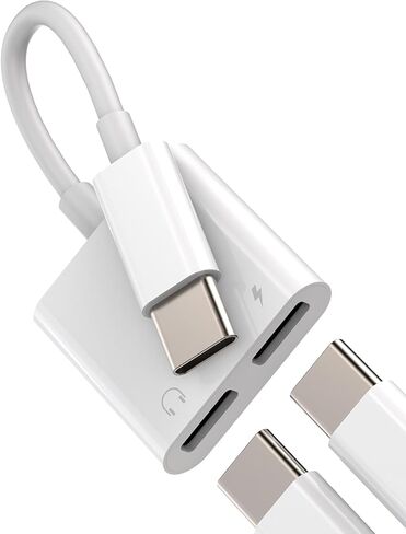 USB C Splitter Adapter Headphone for Iphone 17 16 15 Pro Max Charger Type Cable Jack Audio (2Pack) Female Android for Apple Multi Cord compatible for Samsung Galaxy Charging Data Power Male Aux Dongle in Kuwait