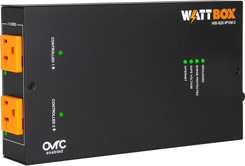 مكيف الطاقة WattBox® 820 Series 20 أمبير مزود بمنفذين يتم التحكم فيهما بواسطة IP بشكل فردي (WB-820-IPVM-2) in Kuwait
