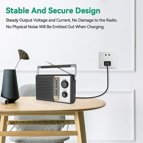 FITE ON 6FT AC Power Cord Cable Compatible with JEUJUG Portable AM FM Radio Bluetooth 5.0 Radio 5 Watts Loud, Replacement Speaker AC Power Plug in Wall Radio Retro in Saudi Arabia