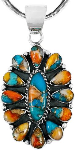 Turquoise Pendant Necklace Sterling Silver 925 (Sterling Silver Pendant with 20" Stainless Chain) in Saudi Arabia