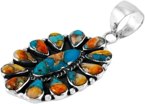 Turquoise Pendant Necklace Sterling Silver 925 (Sterling Silver Pendant with 20" Stainless Chain) in Saudi Arabia