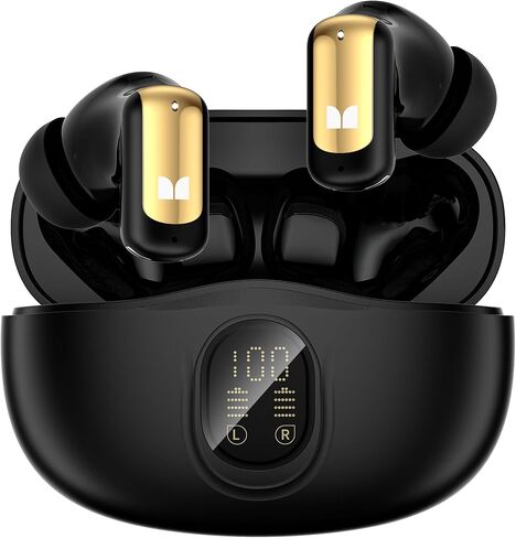 Monster N-Lite 217 Wireless Earbuds, Bluetooth 6.0 Stereo Headphones with Powerful Bass, Built-in Smart Noise Cancelling Mic for Clear Calls, Comfortable Fit, 32H Playtime, IPX5 Waterproof, Black in Saudi Arabia