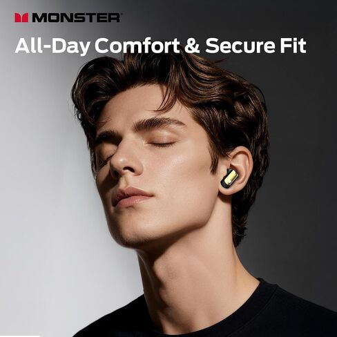Monster N-Lite 217 Wireless Earbuds, Bluetooth 6.0 Stereo Headphones with Powerful Bass, Built-in Smart Noise Cancelling Mic for Clear Calls, Comfortable Fit, 32H Playtime, IPX5 Waterproof, Black in Saudi Arabia