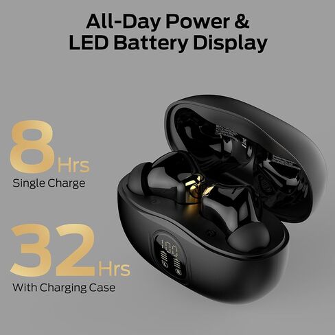 Monster N-Lite 217 Wireless Earbuds, Bluetooth 6.0 Stereo Headphones with Powerful Bass, Built-in Smart Noise Cancelling Mic for Clear Calls, Comfortable Fit, 32H Playtime, IPX5 Waterproof, Black in Saudi Arabia