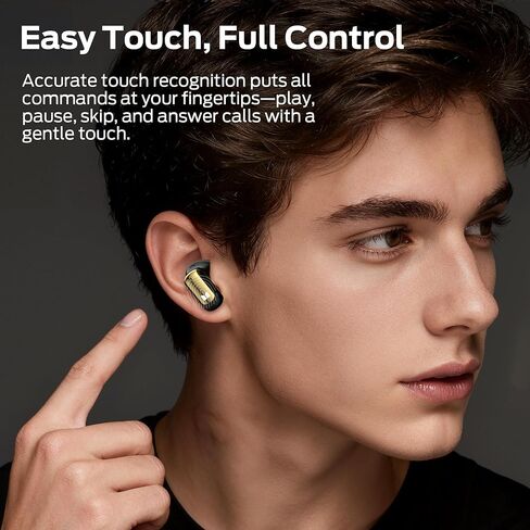 Monster N-Lite 217 Wireless Earbuds, Bluetooth 6.0 Stereo Headphones with Powerful Bass, Built-in Smart Noise Cancelling Mic for Clear Calls, Comfortable Fit, 32H Playtime, IPX5 Waterproof, Black in Saudi Arabia