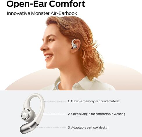 Monster Open Ear AC336 Wireless Earbuds, Bluetooth 5.4 Clip-On Earbuds with HiFi Stereo,with ENC Clear Call, 21H Playtime, Fast Charge, Touch Control, IPX6 Waterproof Wireless Headphones for Party in Saudi Arabia