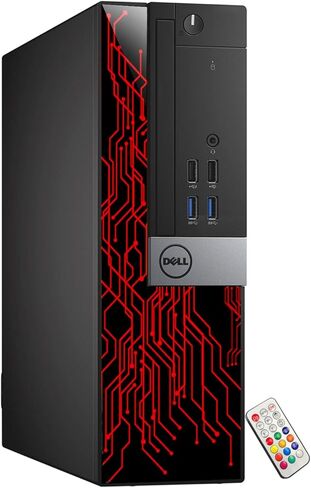 كمبيوتر Dell RGB Lights المخصص مع شاشة 22 بوصة كمبيوتر سطح المكتب OptiPlex i5 6500 8GB RAM 256GB SSD Windows 11 Pro WiFi HDMI (متجدد) in Kuwait