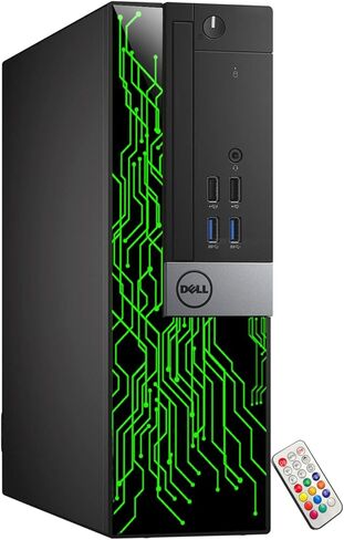 كمبيوتر Dell RGB Lights المخصص مع شاشة 22 بوصة كمبيوتر سطح المكتب OptiPlex i5 6500 8GB RAM 256GB SSD Windows 11 Pro WiFi HDMI (متجدد) in Kuwait