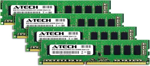 مجموعة A-Tech بسعة 32 جيجابايت (4 × 8 جيجابايت) من ذاكرة الوصول العشوائي لـ Synology DiskStation DS3611xs، DS3612xs | DDR3 1333MHz PC3-10600 ECC-UDIMM 2Rx8 1.5V ECC ترقية ذاكرة الخادم غير المخزنة in Kuwait