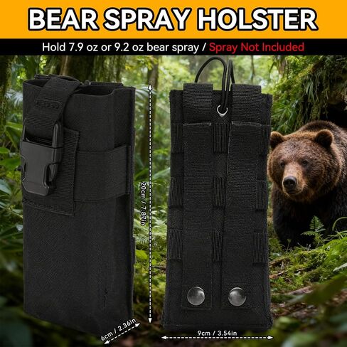 Spray Holster for 7.9 & 9.2 Oz Canister (Spray Not Included) Black Nylon Storage Pouch with Hook & Loop, Quick Release Buckle and Elastic Cord, for Camping, Backpacking and Outdoor Carry in Saudi Arabia