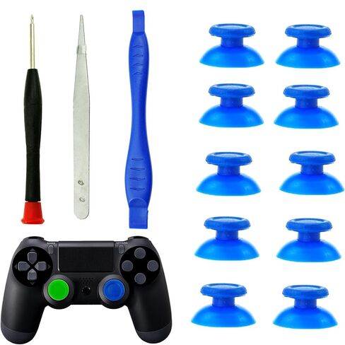 10PCS Thumbsticks Analog Joystick Thumb Sticks for PlayStation 4 PS4 Slim Pro Controller,with Screwdriver Tweezer Tools (Black) in Saudi Arabia