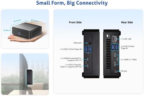 NUCS BOX-225H Slim Mini PC/Intel Core Ultra 5(Arrow Lake-H) & Arc Graphics/AI Driven/Dual M.2 SSD/Quad 4K Display/DDR5 6400 96GB/2.5GLAN/WiFi6E/USB4/Thunderbolt4/Advanced AI Ready Compact Powerhouse in Saudi Arabia