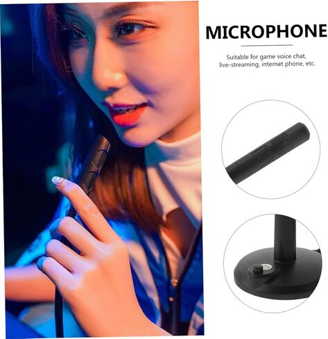 Homoyoyo Desktop Microphone 3.5mm Chat Mic for Laptop and Pc, Black Tabletop Microphone for Voice Chatting, Recording, Gaming, and Live Streaming in Saudi Arabia