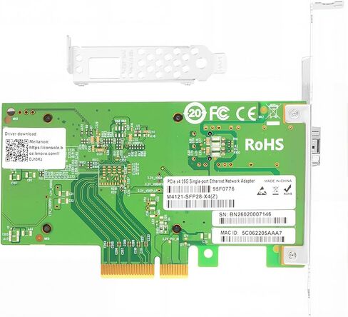 لمحول خادم إيثرنت Mellanox ConnectX4 25Gb، PCIe 3.0 X4، 1 * منافذ SFP28، RDMA، 25/10 / 1 جيجابت في الثانية، 25 جيجابت NIC يدعم Windows Server/Windows/Ubuntu/Linux in Kuwait