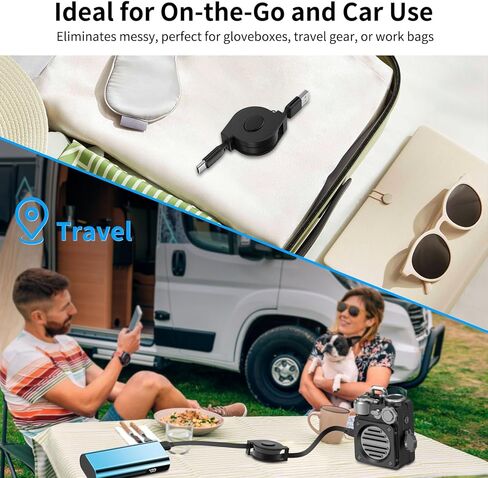 كابل USB A إلى USB C Carplay بطول 3 أقدام لجهاز Moto G Play 2026، شاحن سيارة 18 وات 15 وات شحن سريع سلك قابل للسحب من النوع C لجهاز Galaxy Tab A9+، Galaxy Z Flip 3، Pixel 7a Tablet Android Auto، 3 أقدام in Kuwait