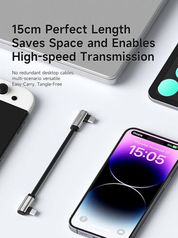 Hagibis 0.5ft 90 Degree USB4 Cable, 40Gbps Data Transfer, 8K@60Hz Video Display, 240W Fast Charging Right Angle USB-C Cable, Short Type-C Cable for iPhone 17 16 15 Pro Max, iPad Pro, Laptop in Saudi Arabia
