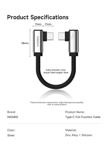 Hagibis 0.5ft 90 Degree USB4 Cable, 40Gbps Data Transfer, 8K@60Hz Video Display, 240W Fast Charging Right Angle USB-C Cable, Short Type-C Cable for iPhone 17 16 15 Pro Max, iPad Pro, Laptop in Saudi Arabia