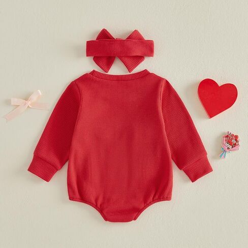 مجموعة عصابة رأس لملابس عيد الحب للفتيات الصغيرات Daddy Is My Valentine، سويت شيرت بفقاعات رومبير وأكمام طويلة in Kuwait