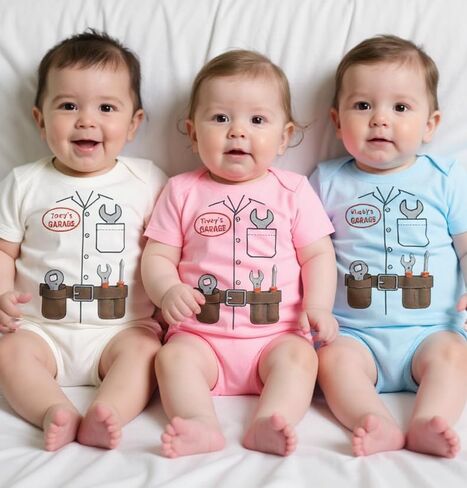 Rapunzie Custom Auto Mechanic Baby Bodysuit - Personalized Garage Patch Design in Saudi Arabia