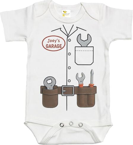 Rapunzie Custom Auto Mechanic Baby Bodysuit - Personalized Garage Patch Design in Saudi Arabia