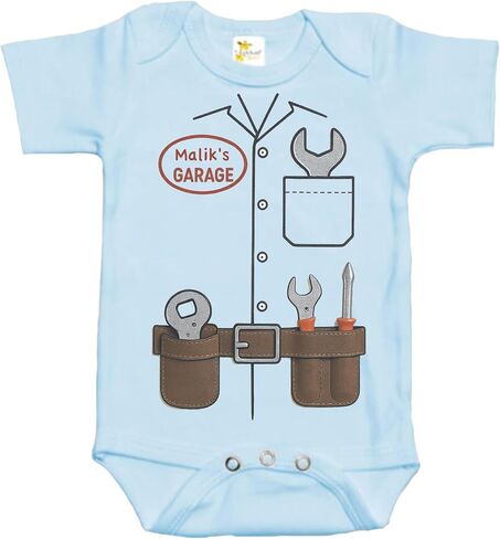 Rapunzie Custom Auto Mechanic Baby Bodysuit - Personalized Garage Patch Design in Saudi Arabia