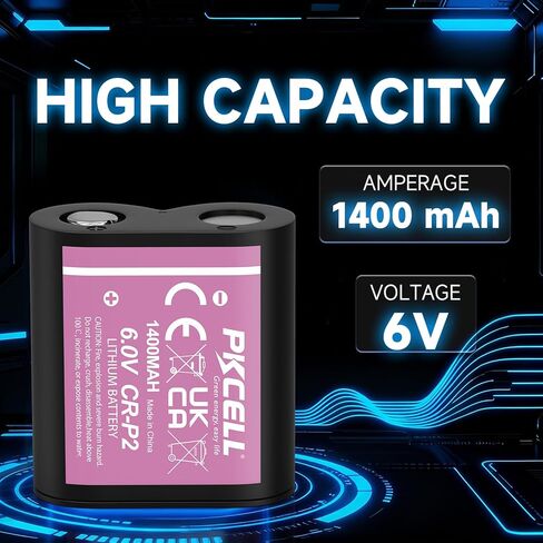 PKCELL 6V CR-P2 Battery 4-Pack, 6V 1400mAh Lithium Photo Battery Replaces 223A, DL223A, EL223AP and 2CR-P2 Batteries for Flashlights, Security Systems, Smart Devices in Saudi Arabia