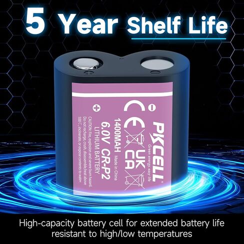 PKCELL 6V CR-P2 Battery 4-Pack, 6V 1400mAh Lithium Photo Battery Replaces 223A, DL223A, EL223AP and 2CR-P2 Batteries for Flashlights, Security Systems, Smart Devices in Saudi Arabia