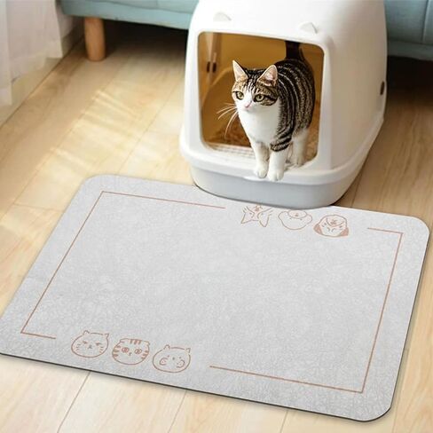 12"×19" Pet Food Mat-Absorbent Dog Cat Feeding Mat for Food and Water Bowl, Non-curl and Quick Dry Pet Placemat, Light Gray in Saudi Arabia