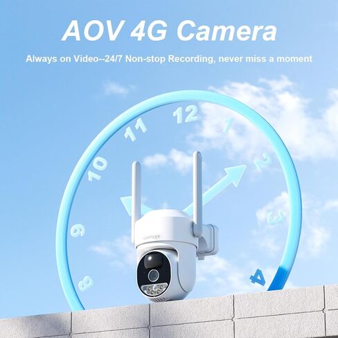 كاميرات مراقبة خلوية 4G LTE بدون اشتراك، لاسلكية في الهواء الطلق، تسجيل AOV 24/7، كاميرات مراقبة خلوية تعمل بالطاقة الشمسية، بدون كاميرا أمان WiFi مع بطاقة SIM (بيانات مجانية لمدة 360 يومًا)، عرض 360 درجة in Kuwait