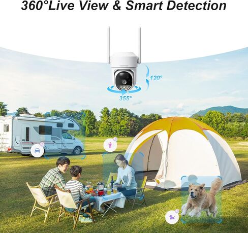 كاميرات مراقبة خلوية 4G LTE بدون اشتراك، لاسلكية في الهواء الطلق، تسجيل AOV 24/7، كاميرات مراقبة خلوية تعمل بالطاقة الشمسية، بدون كاميرا أمان WiFi مع بطاقة SIM (بيانات مجانية لمدة 360 يومًا)، عرض 360 درجة in Kuwait