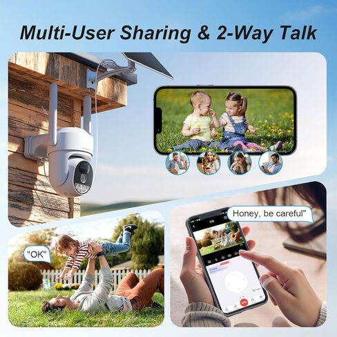 كاميرات مراقبة خلوية 4G LTE بدون اشتراك، لاسلكية في الهواء الطلق، تسجيل AOV 24/7، كاميرات مراقبة خلوية تعمل بالطاقة الشمسية، بدون كاميرا أمان WiFi مع بطاقة SIM (بيانات مجانية لمدة 360 يومًا)، عرض 360 درجة in Kuwait