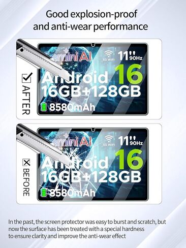 واقي شاشة لجهاز DOOGEE U11 Android 16 مقاس 11 بوصة، مضاد للخدش 9H حساس للمس، حواف مستديرة 2.5D خالية من الفقاعات، سهل التركيب، عبوتان. in Kuwait