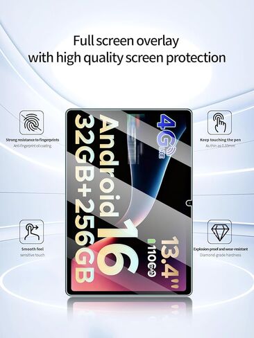 واقي شاشة لجهاز DOOGEE Tab G6 Max Android 16 مقاس 13.4 بوصة، مضاد للخدش 9H حساس للمس، حواف مستديرة 2.5D خالية من الفقاعات، سهل التركيب، عبوتان. in Kuwait