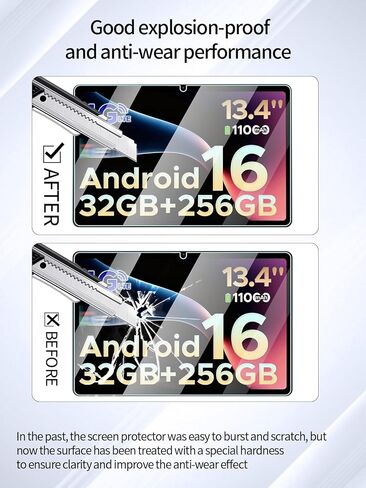 واقي شاشة لجهاز DOOGEE Tab G6 Max Android 16 مقاس 13.4 بوصة، مضاد للخدش 9H حساس للمس، حواف مستديرة 2.5D خالية من الفقاعات، سهل التركيب، عبوتان. in Kuwait