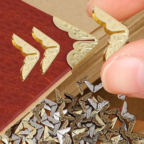 50pcs Metal Book Corner Protector Vintage Scrapbook Photo Album Notebook Menus Folder Protecting Cover,14x20mm (Sliver) in Saudi Arabia