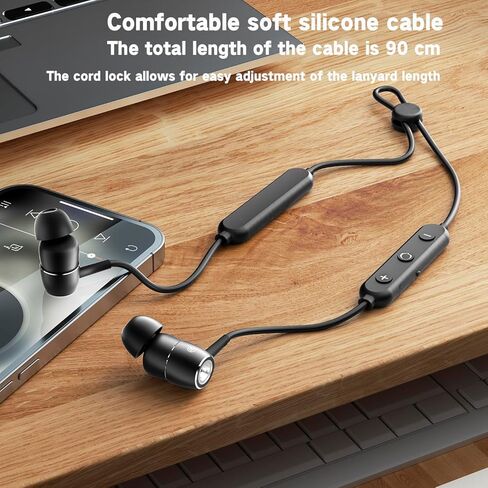 سماعات أذن بشريط حول الرقبة - خاصية إلغاء الضوضاء ENC، سماعات رأس بلوتوث لاسلكية مغناطيسية داخل الأذن مع تعزيز صوت مكالمات الميكروفون، مقاومة للماء IPX4، 20 ساعة (لا يتضمن كابل شحن USB-C) in Kuwait