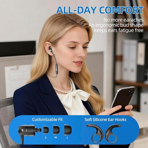 سماعات أذن بشريط حول الرقبة - خاصية إلغاء الضوضاء ENC، سماعات رأس بلوتوث لاسلكية مغناطيسية داخل الأذن مع تعزيز صوت مكالمات الميكروفون، مقاومة للماء IPX4، 20 ساعة (لا يتضمن كابل شحن USB-C) in Kuwait