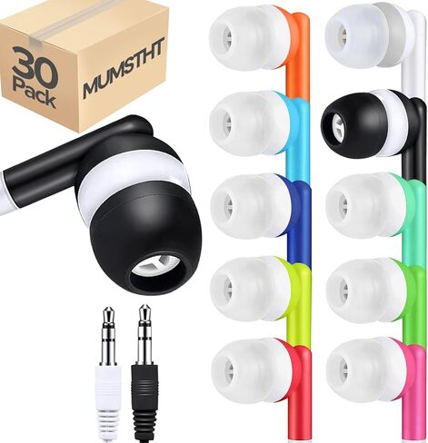 100 حزمة من سماعات الأذن السائبة للأطفال في الفصول الدراسية بالمدرسة، مجموعة سماعات أذن سلكية متينة للطلاب والأطفال الصغار والمراهقين والأولاد والبنات والكبار (YS101، 10 ألوان مختلطة) in Kuwait