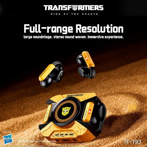 سماعات أذن ترانسفورمرز TF-T93 بمشبك أذن بلوتوث 6.0 لاسلكي حقيقي مع ميكروفون، حافظة مدرعة من سبائك الزنك، أوضاع تشغيل/موسيقى منخفضة الكمون، مشغلات هاي فاي 12 مم، سماعات رياضية آمنة (أصفر نحلة) in Kuwait