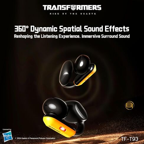 سماعات أذن ترانسفورمرز TF-T93 بمشبك أذن بلوتوث 6.0 لاسلكي حقيقي مع ميكروفون، حافظة مدرعة من سبائك الزنك، أوضاع تشغيل/موسيقى منخفضة الكمون، مشغلات هاي فاي 12 مم، سماعات رياضية آمنة (أصفر نحلة) in Kuwait