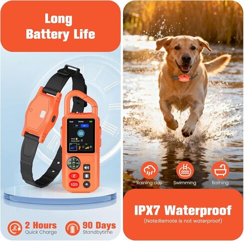 2-in-1 Wireless Dog Fence System, Electric Fences for Small Medium Large Dogs, 4 Modes Training Collar with Remote, Waterproof, Portable Indoor & Outdoor Safe Pet Containment, Real-Time Display in Kuwait