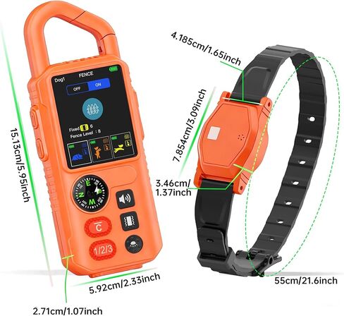 2-in-1 Wireless Dog Fence System, Electric Fences for Small Medium Large Dogs, 4 Modes Training Collar with Remote, Waterproof, Portable Indoor & Outdoor Safe Pet Containment, Real-Time Display in Kuwait