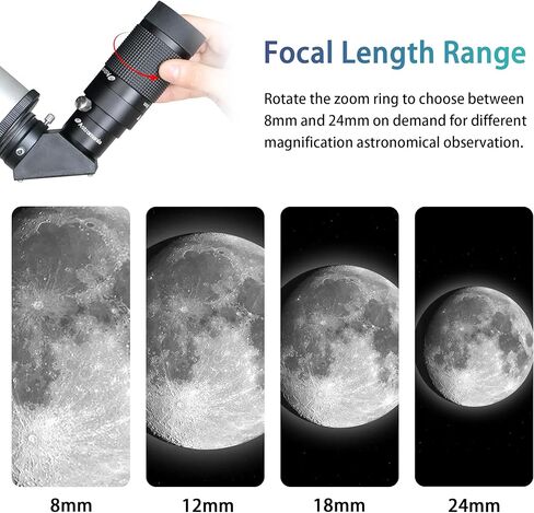 Astromania 8-24mm Zoom Eyepiece for Telescope - Bundle with - 1.25 Inch Flip Mirror with Adapter in Saudi Arabia
