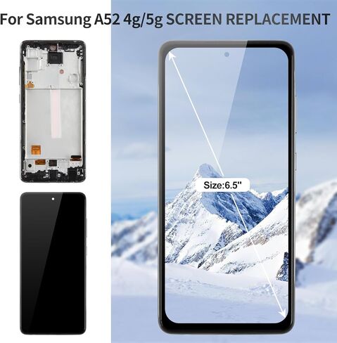 شاشة OLED بديلة لهاتف Samsung A52 LCD 4 جرام لهاتف Samsung Galaxy A52 5 جرام محول رقمي لهاتف Samsung A52 SM-A525M/DS مجموعة لمس بديلة مع إطار أسود SM-A525 SM-A526 in Saudi Arabia