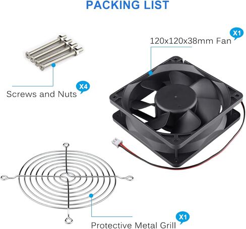 GDSTIME Dual Ball Bearings 1238 Cooling Fan, 120mm x 38mm 24V DC 125CFM Brushless Cooler Fan in Saudi Arabia
